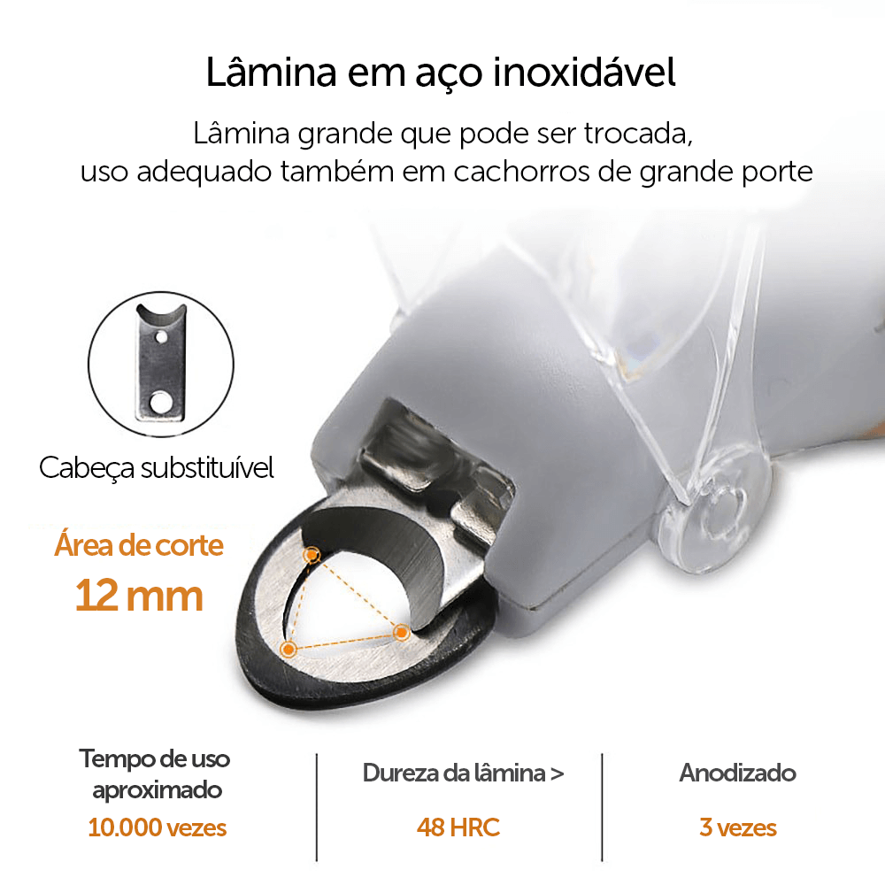 Cortador de Unhas Profissional com Luz de Led e Lupa - PetMimos