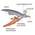 Cortador de Unhas Profissional com Luz de Led e Lupa - PetMimos