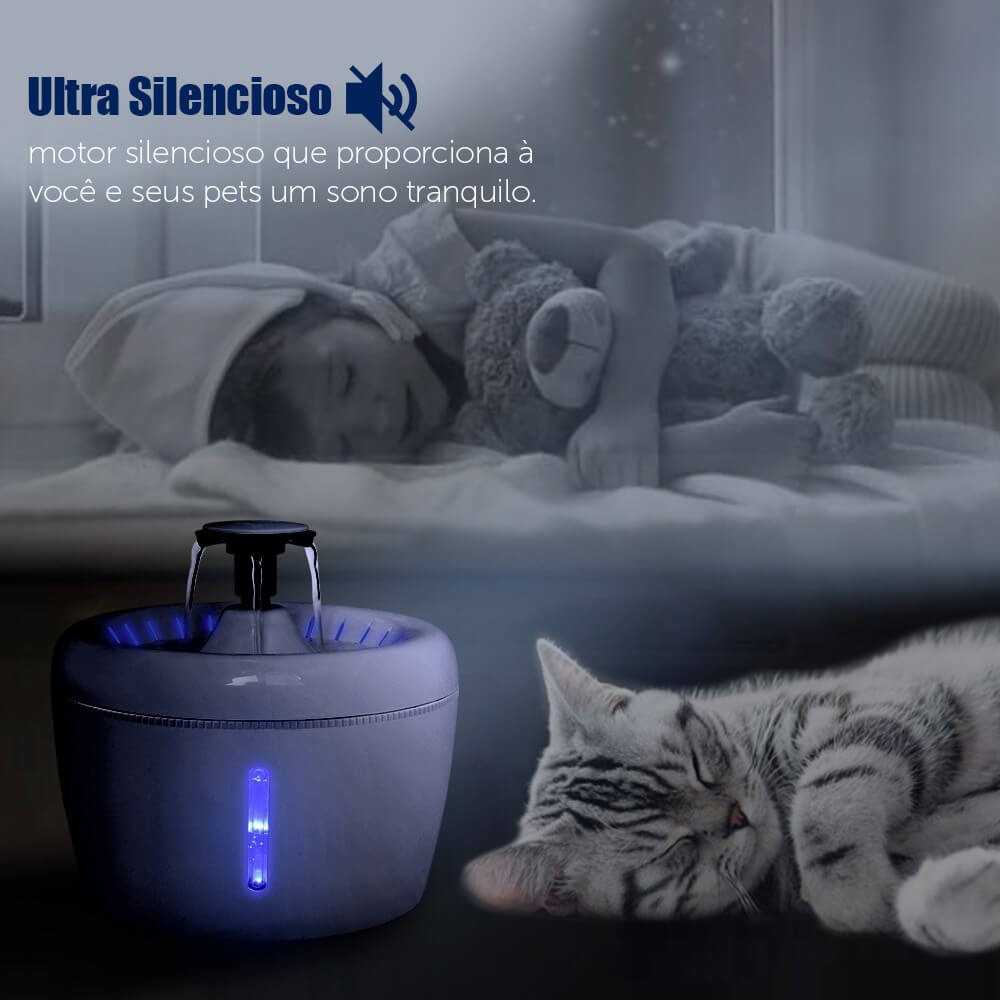 Fonte de Água para Gatos e Cães Purificador Elétrico 2,5L - PetMimos