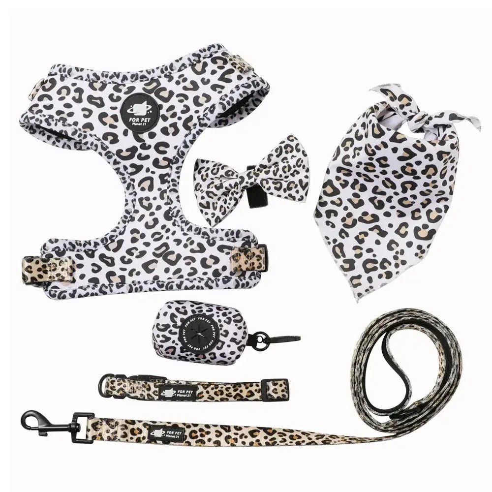 Kit Coleira Peitoral e Acessórios Estampa Oncinha para cães - PetMimos